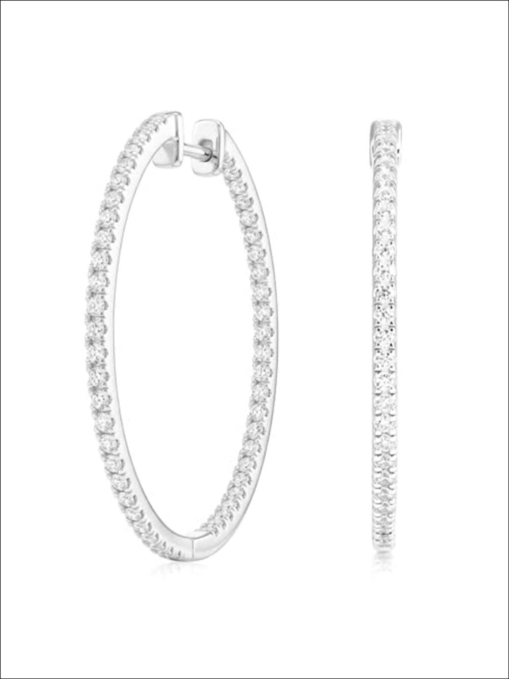 925 Sterling Silver Hoop Earrings 14K Gold Plated Cubic Zirconia Women